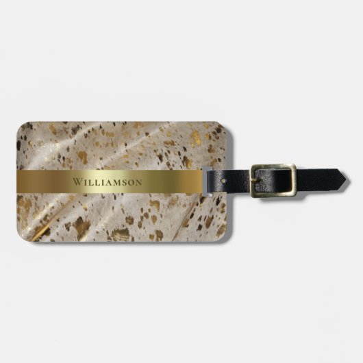 Faux leder Pattern Acid Wash Gold Metallic Label Bagagelabel (Voorkant horizontaal)