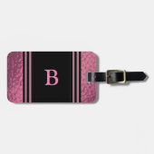 Faux leder roze en zwart ontwerp bagagelabel (Voorkant horizontaal)
