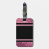 Faux leder roze en zwart ontwerp bagagelabel (Achterkant verticaal)