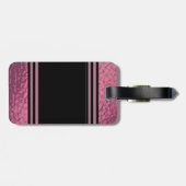 Faux leder roze en zwart ontwerp bagagelabel (Achterkant horizontaal)