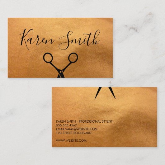 Faux leder/Salon Stylist Visitekaartje (Voorkant / Achterkant)