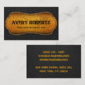 Faux Leder zwart geel Elegant geometrisch Visitekaartje (Voorkant / Achterkant)