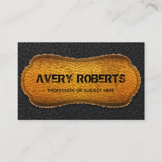 Faux Leder zwart geel Elegant geometrisch Visitekaartje (Voorkant)