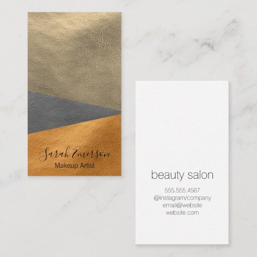 Faux lederen afdrukken | Mode kleurenblok Visitekaartje (Voorkant / Achterkant)