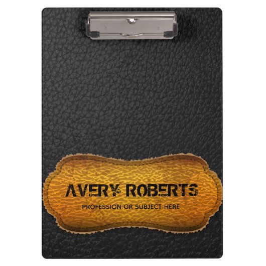 Faux lederen design Zwart-geel Professional Klembord (Voorkant)