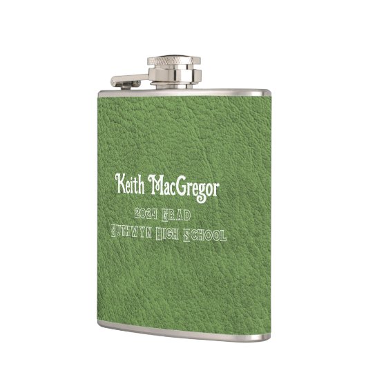 Faux lederen groen Afstuderen cadeau Heupfles (Links)