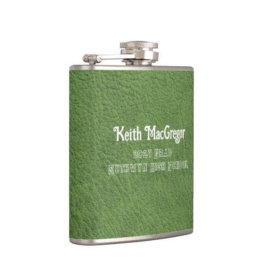 Faux lederen groen Afstuderen cadeau Heupfles (Rechts)