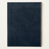 Faux Lederen Look Navy Blauw Goud Monogram 2024 Planner (Achterkant)