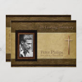 Faux lederen perkament C Photo Memorial Service Kaart (Voorkant / Achterkant)