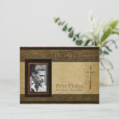 Faux lederen perkament C Photo Memorial Service Kaart (Staand voorkant)