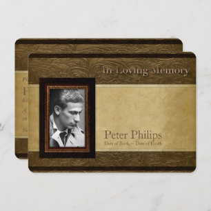 Faux lederen perkament Foto Memorial Service Kaart