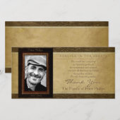 Faux lederen perkament Foto Sympathy Bedankt (Voorkant / Achterkant)