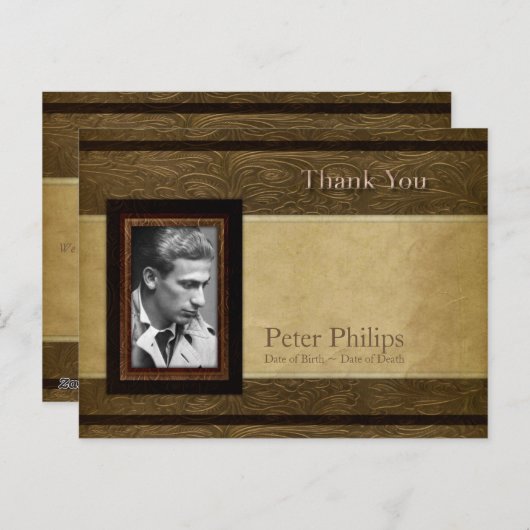 Faux lederen perkament Foto Sympathy Bedankt P Briefkaart (Voorkant / Achterkant)