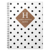 Faux lederen pleister op zwart Stippen monogram Notitieboek (Voorkant)