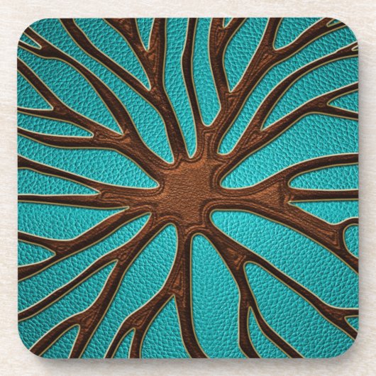 Faux lederen roetzwijn - Bruin- en goudaccenten Onderzetter (Voorkant)