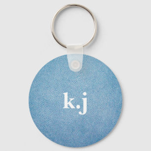 Faux lederen textiel, gepersonaliseerd blauw sleutelhanger
