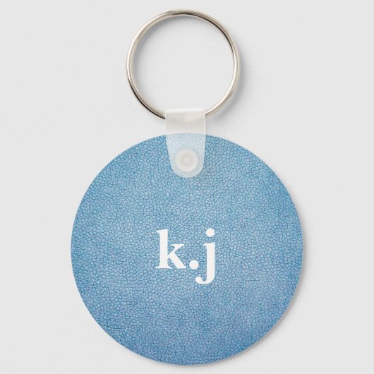 Faux lederen textiel, gepersonaliseerd blauw sleutelhanger (Voorkant)