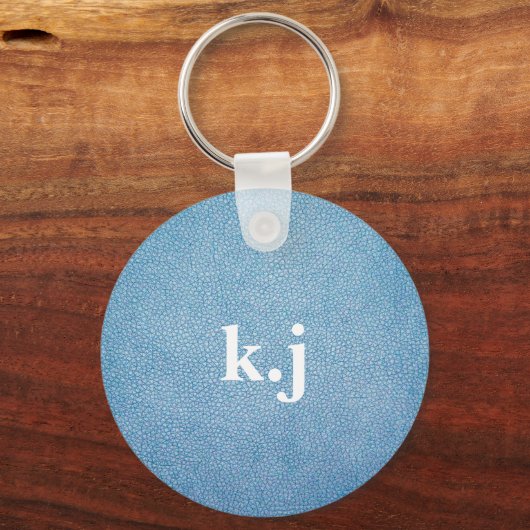 Faux lederen textiel, gepersonaliseerd blauw sleutelhanger (Voorkant)