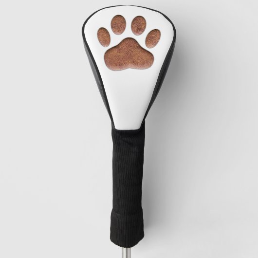 Faux lederen textuur Dog Paw Print Golfheadcover (Voorkant)
