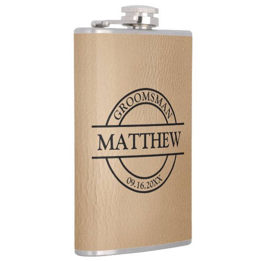 Faux lederen vinyl verpakte kolf heupfles (Rechts)