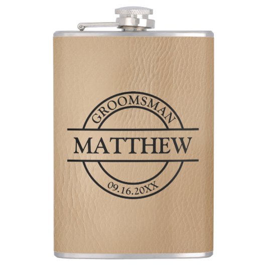 Faux lederen vinyl verpakte kolf heupfles (Voorkant)