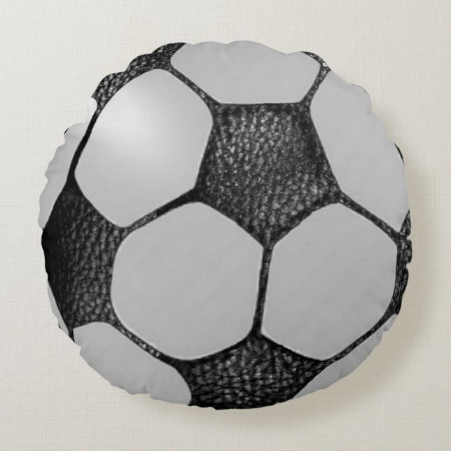 Faux lederen Voetbal ontwerp Rond Kussen (Voorkant)