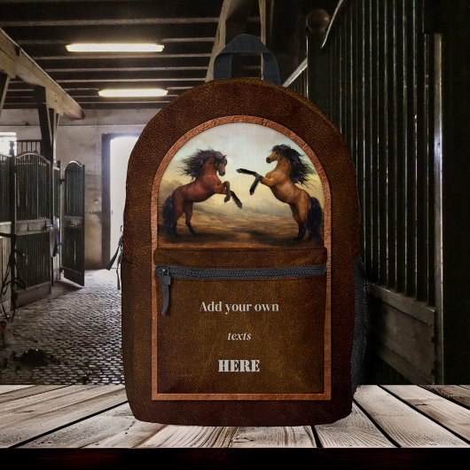 Faux lederen wilde paarden bedrukte rugzak