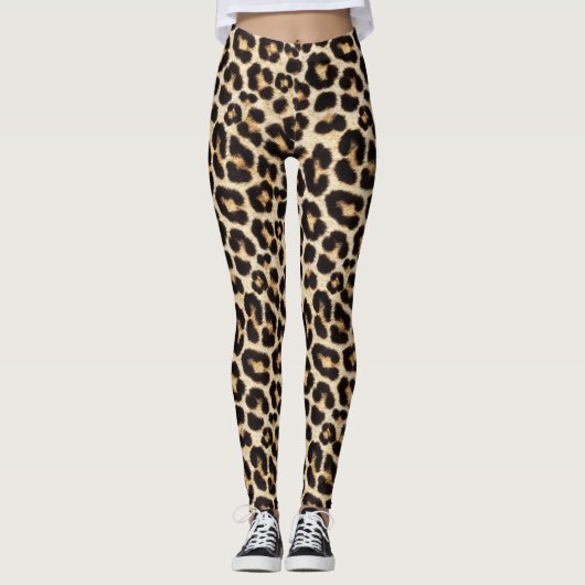 Faux Leopard Fur Beauful Spots Pattern Leggings (Voorkant)