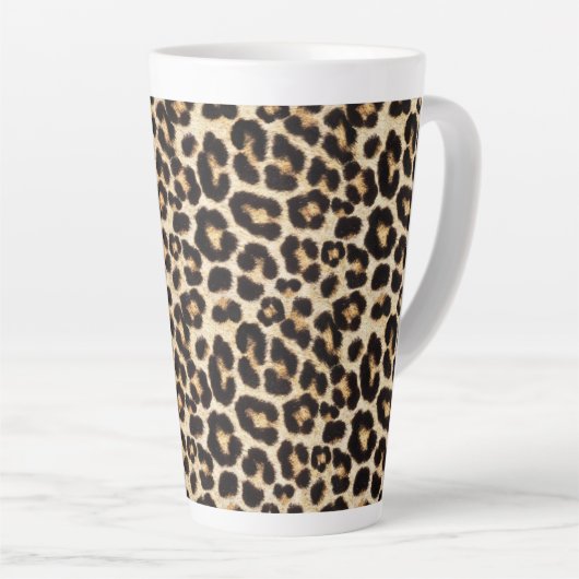 Faux Leopard Fur Pattern | Wilde katten Latte Mok (Rechterhoek)