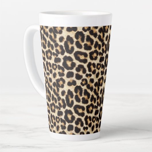 Faux Leopard Fur Pattern | Wilde katten Latte Mok (Linkerhoek)