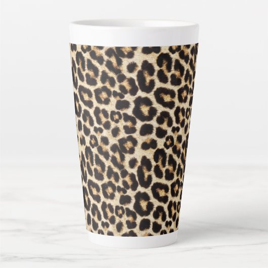 Faux Leopard Fur Pattern | Wilde katten Latte Mok (Voorkant)