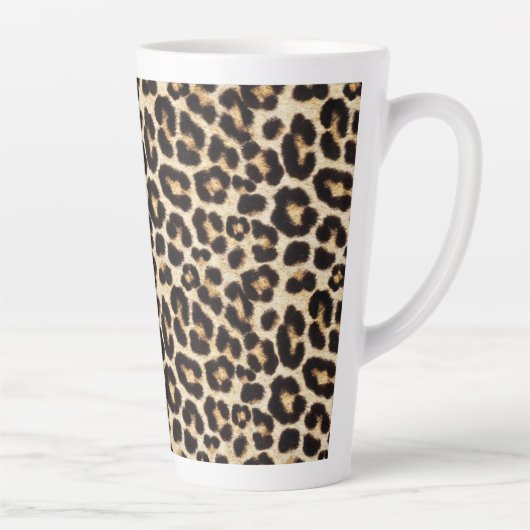 Faux Leopard Fur Pattern | Wilde katten Latte Mok (Rechts)