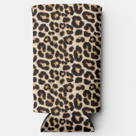 Faux Leopard Fur Seltzer Blikjeskoeler (Voorkant)