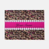 Faux Leopard Hot Pink Roos Gold Foil en Diamonds Deurmat (Voorkant)
