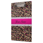 Faux Leopard Hot Pink Roos Gold Foil en Diamonds Klembord (Links)