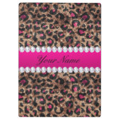 Faux Leopard Hot Pink Roos Gold Foil en Diamonds Klembord (Achterkant)