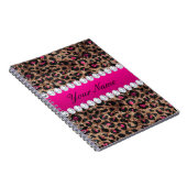 Faux Leopard Hot Pink Roos Gold Foil en Diamonds Notitieboek (Rechterzijde)