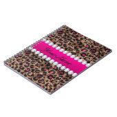 Faux Leopard Hot Pink Roos Gold Foil en Diamonds Notitieboek (Linkerzijde)