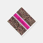 Faux Leopard Hot Pink Roos Gold Foil en Diamonds Servetten (Hoek)