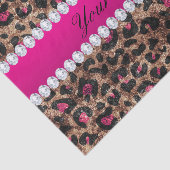 Faux Leopard Hot Pink Roos Gold Foil en Diamonds Tissuepapier (Detail)