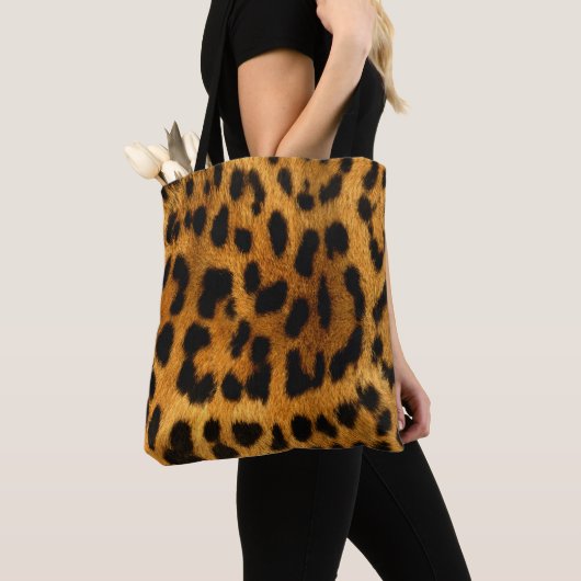 Faux Leopard Skin All Over Print Canvas tas (Dichtbij)