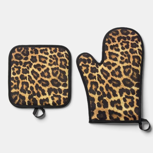 Faux Leopard Skin Ovenwant & Pannenlap Set (Voorkant)