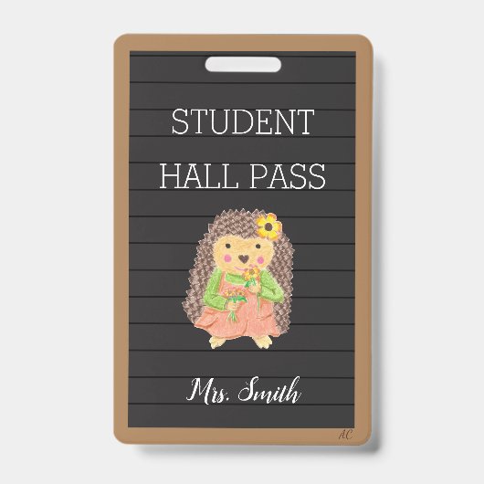 Faux Letter Board Girl Hedégel Bathroom Hall Pass Badge (Front)