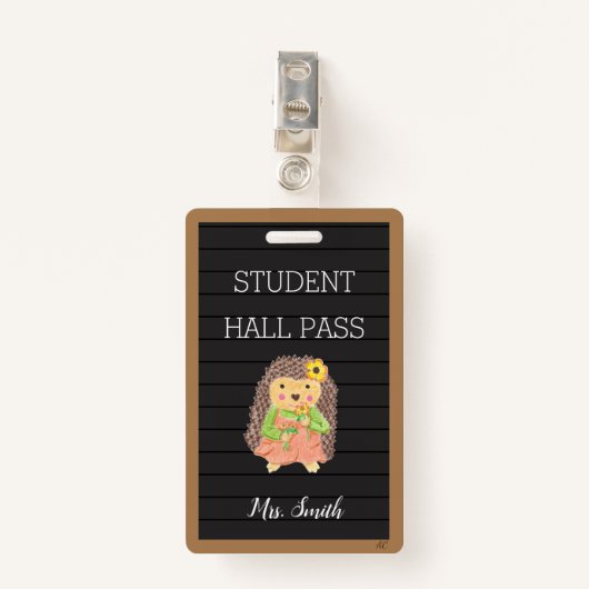 Faux Letter Board Girl Hedégel Bathroom Hall Pass Badge (Voorkant met clip)