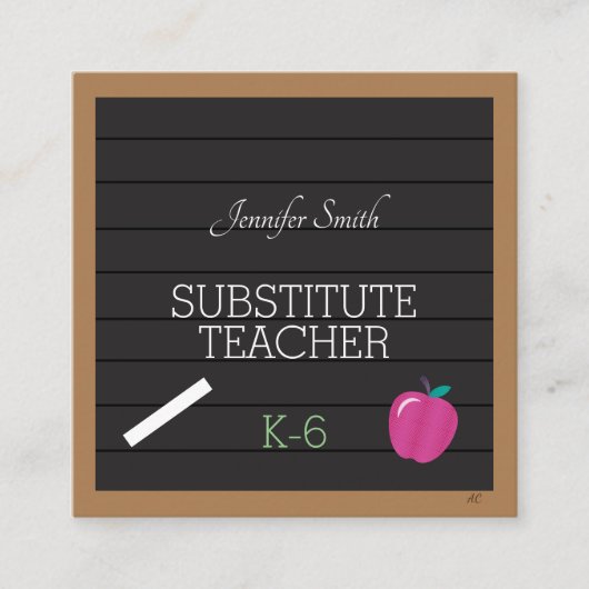 Faux Letter Board Teacher Square Visitekaartjes (Voorkant)