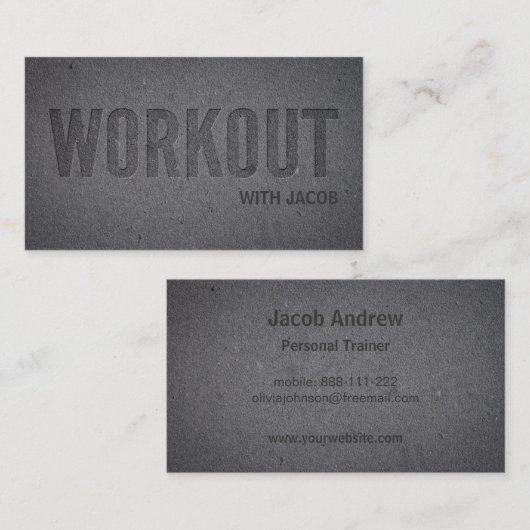 Faux Letterpress Debaas Fitness Trainer Visitekaartje (Voorkant / Achterkant)
