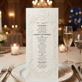 Faux Letterpress Effect Ivory Relief Menu