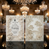 Faux Letterpress Effect Ornate Floral Wedding  Kaart