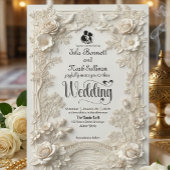 Faux Letterpress Effect Ornate Floral Wedding  Kaart