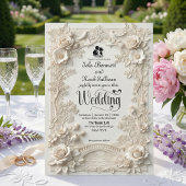 Faux Letterpress Effect Ornate Floral Wedding  Kaart